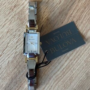 Bulova Women’s Classic Diamond 2Tone Stainless Steel Quartz Watch 98P229 NEW